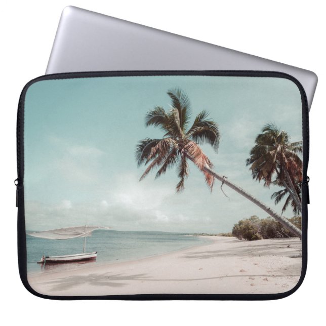Funda Para Portátil Playa junto a la palmera de coco (Frente)