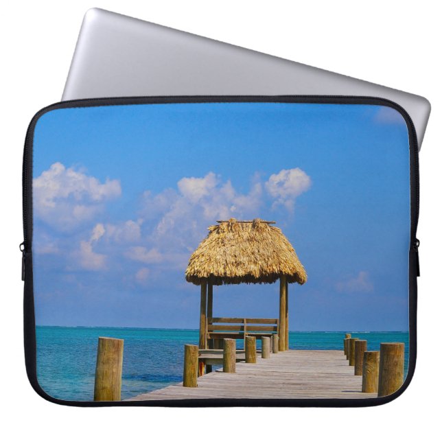 Funda Para Portátil Playa Tropical Azul Océano Caribe (Frente)