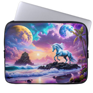 Funda Para Portátil Playa Tropical de Fantasía de Unicornio Blanco