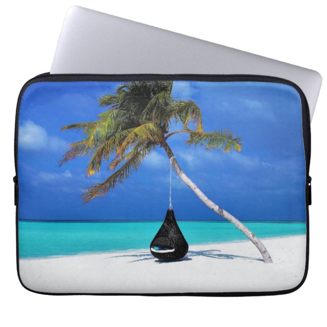 Funda Para Portátil Playa y palmera (Frente)