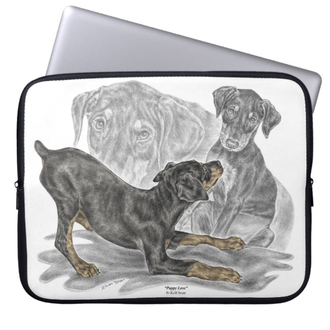 Funda Para Portátil Playas Doberman Pinscher (Frente)