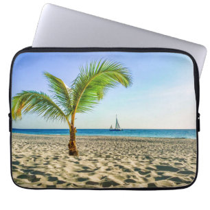 Funda Para Portátil Playas tropicales Barco de vela, palmera, Aruba