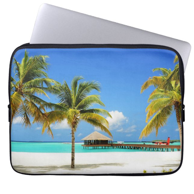 Funda Para Portátil Playas tropicales | Isla y Laguna, Maldivas (Frente)