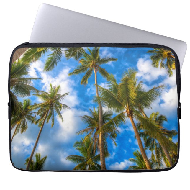 Funda Para Portátil Playas tropicales | Palmeras en cielo azul (Frente)