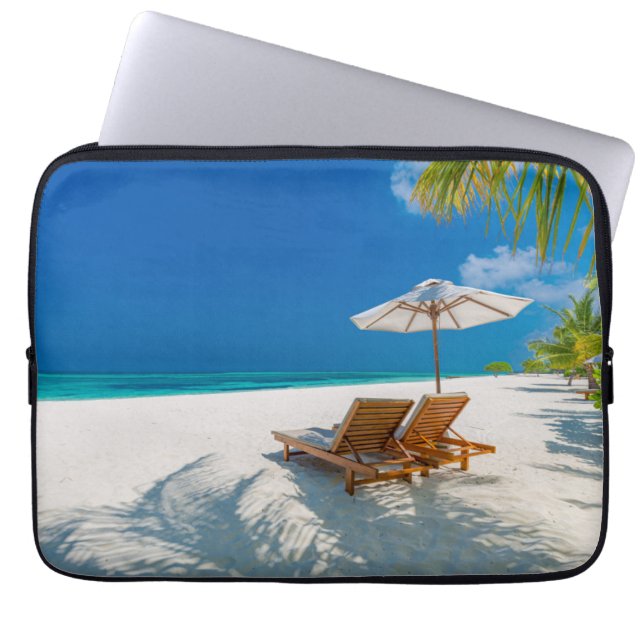 Funda Para Portátil Playas tropicales | Playa de tumbonas, Bora Bora (Frente)