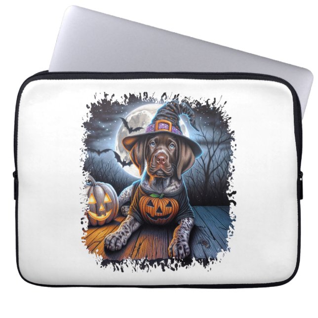 Funda Para Portátil Plaza de Halloween del perro puntero (Frente)