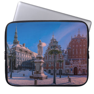 Funda Para Portátil Plaza del ayuntamiento de Riga en invierno