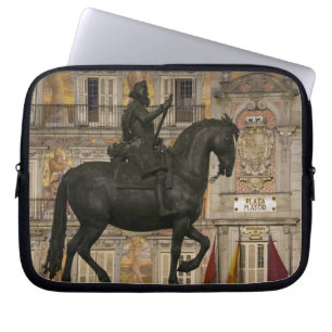 Funda Para Portátil Plaza Mayor con estatua de Filipe III, Madrid,