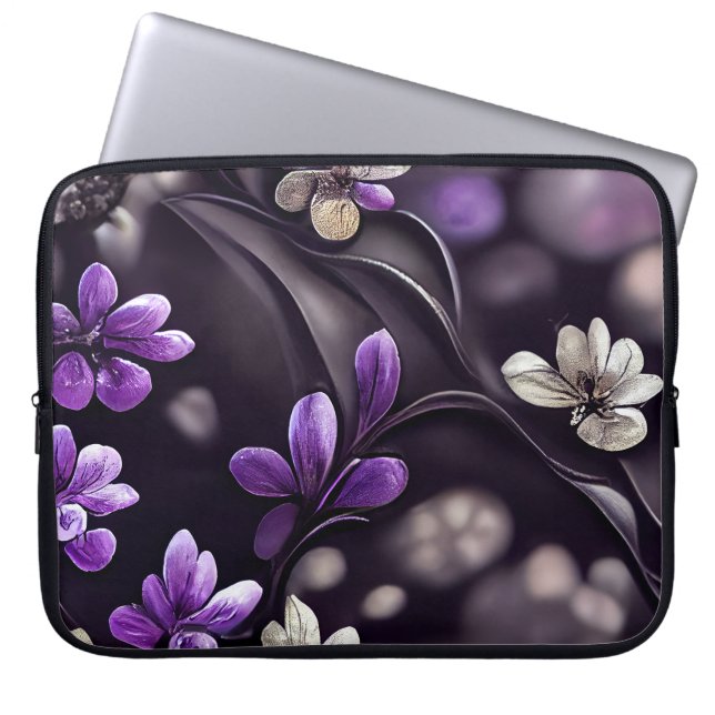 FUNDA PARA PORTÁTIL PLUM CON FLORES DELICADOS DE PURPLE (Frente)