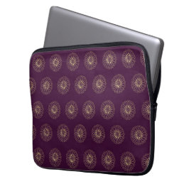Funda Para Portátil Plum | Golden Zinnia Flower Medallions