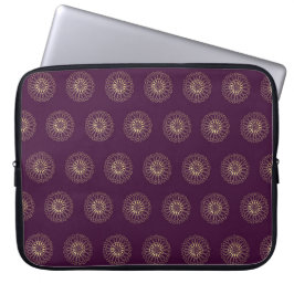Funda Para Portátil Plum | Golden Zinnia Flower Medallions