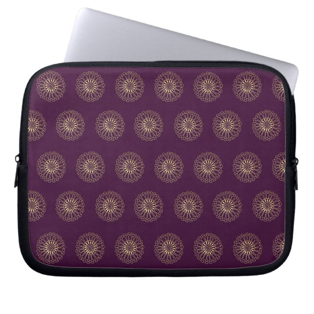 Funda Para Portátil Plum | Golden Zinnia Flower Medallions (Frente)