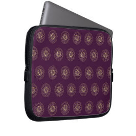 Funda Para Portátil Plum | Golden Zinnia Flower Medallions