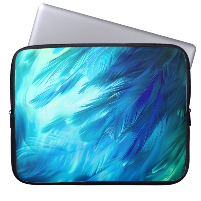 Funda Para Portátil Pluma abstracta verde azul (Frente)