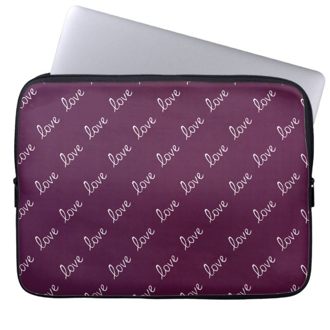 Funda Para Portátil Pluma de Borgoña ‘Amor’ (Frente)
