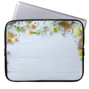 Funda Para Portátil Pluma de cerezo de Pascua: Huevos Amarillos.