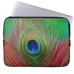 Funda Para Portátil Pluma de pavo real en primer plano