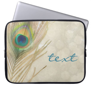 Funda Para Portátil Pluma de pavo real exótico dorado glam elegante ch