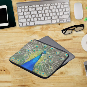 Funda Para Portátil Pluma de plumas de pavo real azul