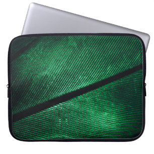 Funda Para Portátil Pluma Verde, Hermosa Textura De Patrón.