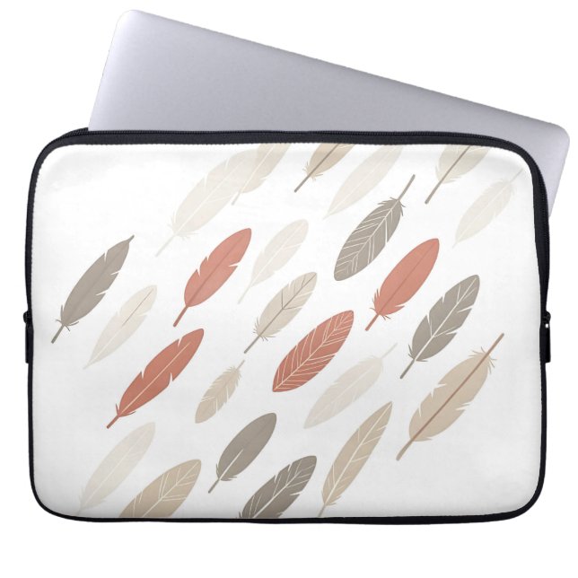 Funda Para Portátil Plumas Boho Óxido Diagonal (Frente)
