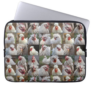 Funda Para Portátil "Plumas en Foco: Un Retrato de una Gallina Blanca"