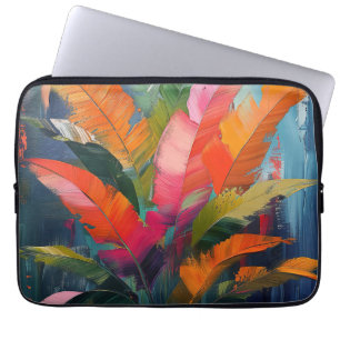 Funda Para Portátil Plumas Tropicales – Abstracción Botánica Vibrante