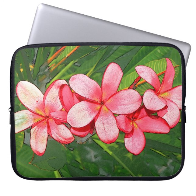 Funda Para Portátil Plumerias rosadas (Frente)