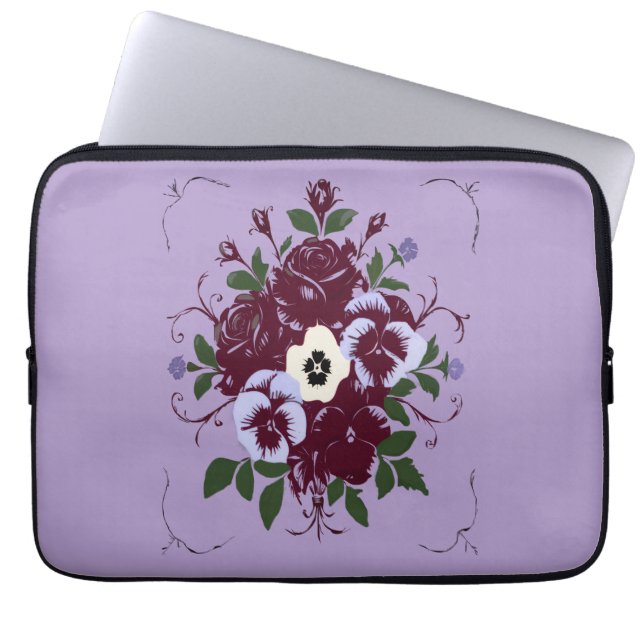 Funda Para Portátil Pochette Multimédia -  Bouquet de Violettes (Frente)