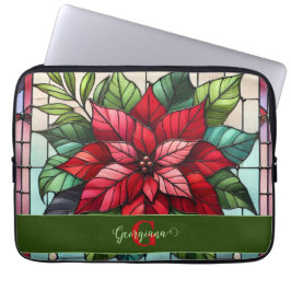Funda Para Portátil Poinsettia de vidrio templado personalizado