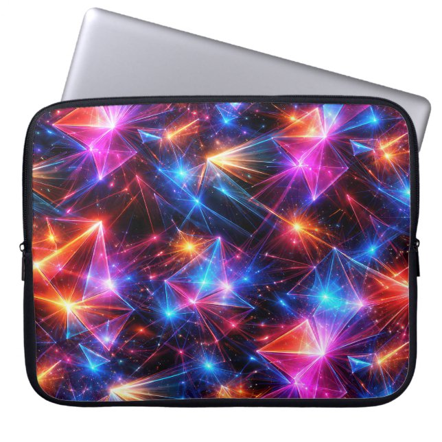 Funda Para Portátil Polígono de neón abstracto con explosiones (Frente)
