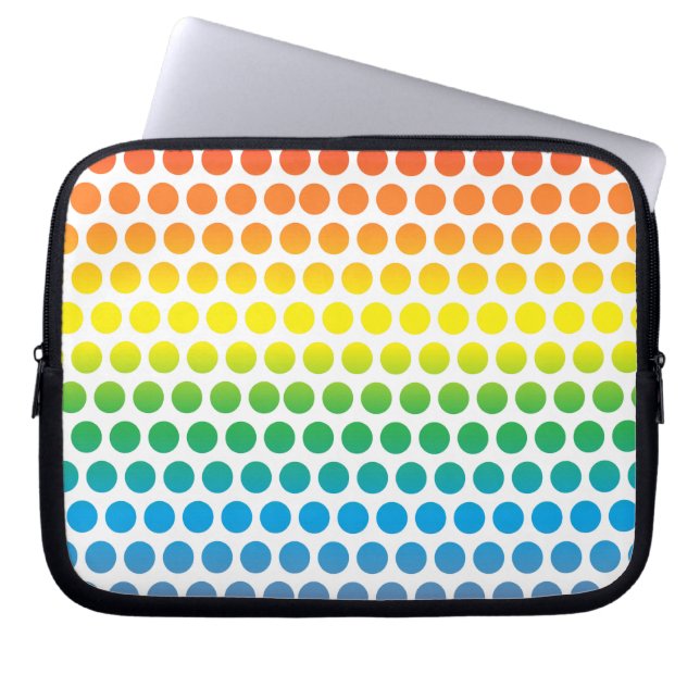 Funda Para Portátil Polka arco iris con puntos blancos (Frente)
