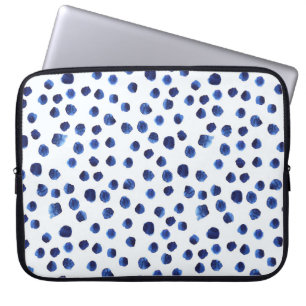 Funda Para Portátil Polka Azul: Punto acuarela sin inconvenientes.