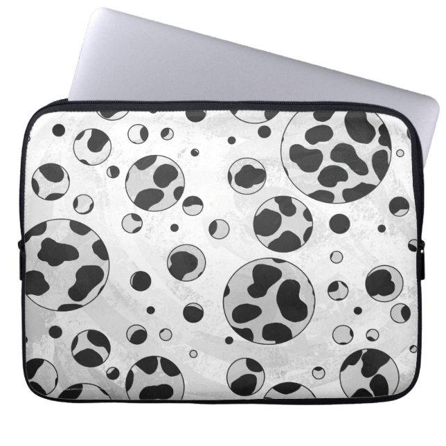 Funda Para Portátil Polka dálmata negro y blanco (Frente)
