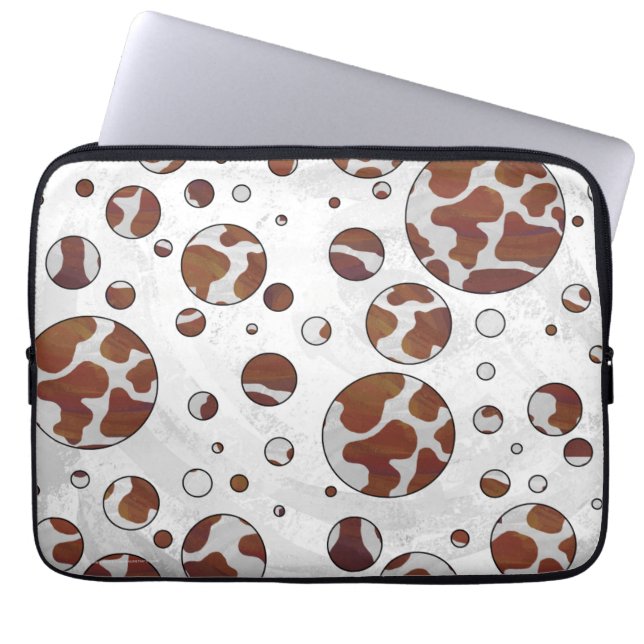 Funda Para Portátil Polka Dot Cow impresión en blanco y marrón (Frente)