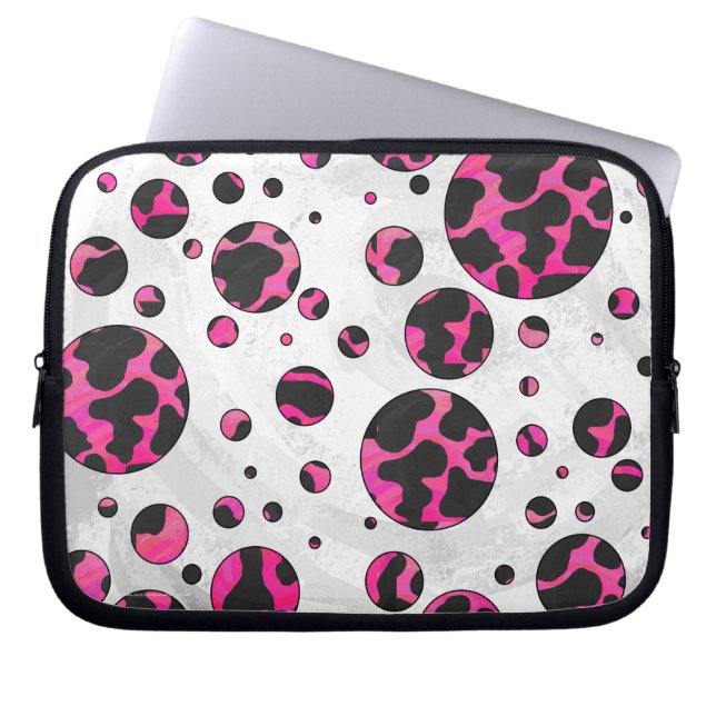 Funda Para Portátil Polka Dot Cow Pink y Black Print (Frente)