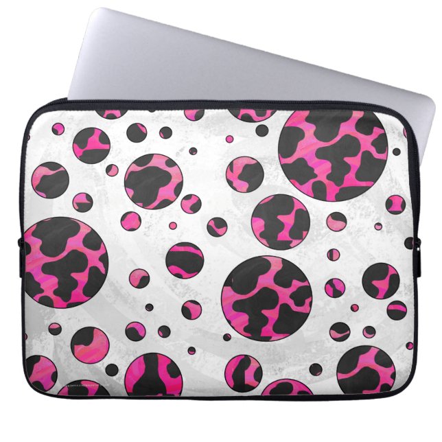 Funda Para Portátil Polka Dot Cow Pink y Black Print (Frente)