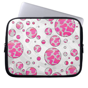Funda Para Portátil Polka Dot Cow rosa y blanco