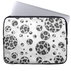 Funda Para Portátil Polka Dot Leopardo Diseño en blanco y negro