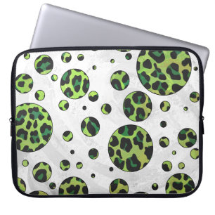 Funda Para Portátil Polka Dot Leopardo Negro y Verde