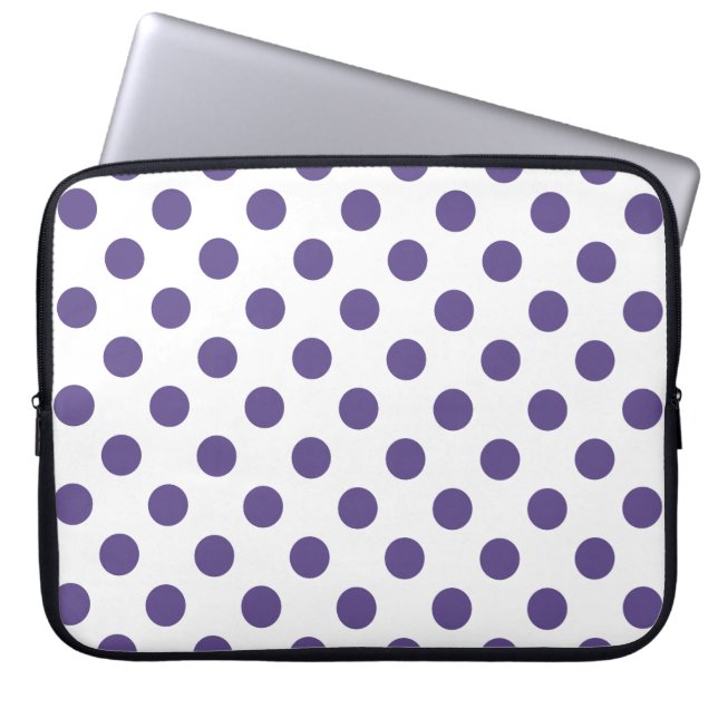 Funda Para Portátil Polka ultravioleta sobre blanco (Frente)