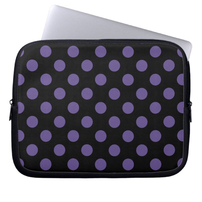 Funda Para Portátil Polka ultravioleta sobre negro (Frente)