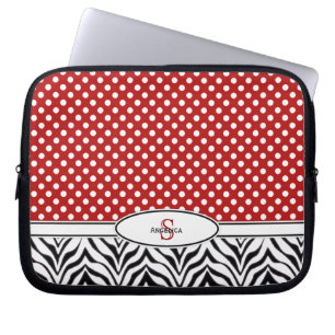 Funda Para Portátil Polkadot y cebra: Manga monograma para portátiles