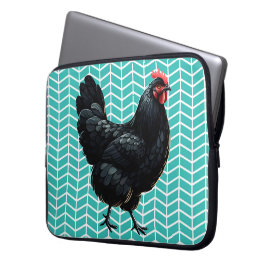 Funda Para Portátil Pollo Australorp Negro Sobre El Fondo De Un Chevro