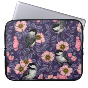 Funda Para Portátil Pollos en el rosa salvaje en rosa y violeta