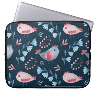 Funda Para Portátil Pollos populares: Patrón acuarela sin foco.