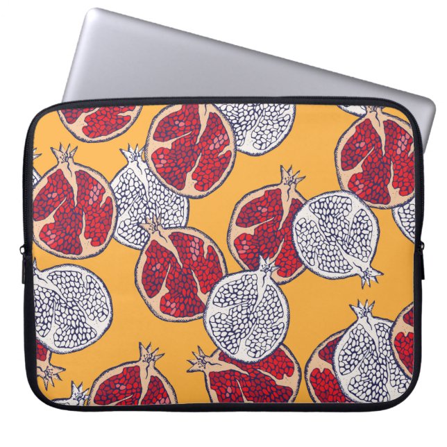 Funda Para Portátil Pomegranate Drake: Patrón de cosecha artesanal (Frente)