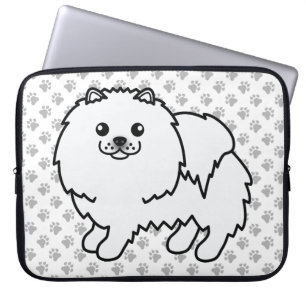 Funda Para Portátil Pomerania Blanca Perro De Dibujos Animados Lindo &