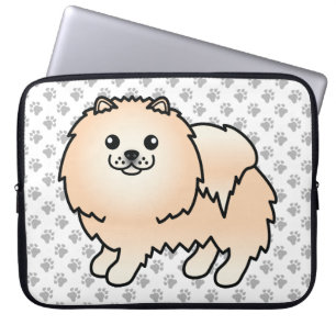Funda Para Portátil Pomerania crema perro de dibujos animados lindo y
