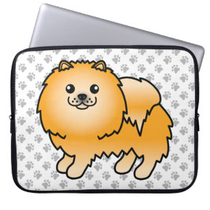 Funda Para Portátil Pomerania naranja Perro de dibujos animados lindo 